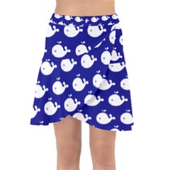 Cute Whale Illustration Pattern Wrap Front Skirt by GardenOfOphir
