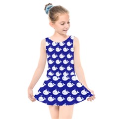 Cute Whale Illustration Pattern Kids  Skater Dress Swimsuit by GardenOfOphir