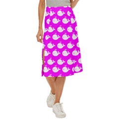 Cute Whale Illustration Pattern Midi Panel Skirt by GardenOfOphir