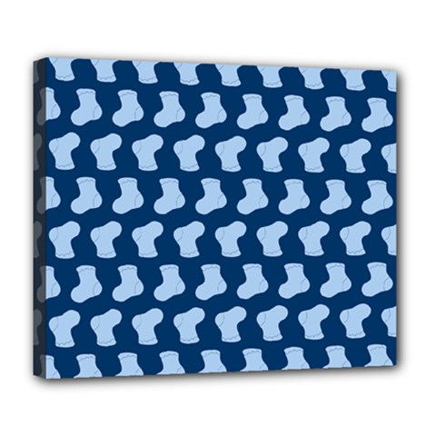 Blue Cute Baby Socks Illustration Pattern Deluxe Canvas 24  X 20  (stretched)