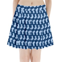 Blue Cute Baby Socks Illustration Pattern Pleated Mini Skirt by GardenOfOphir