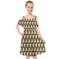 Cute Baby Socks Illustration Pattern Kids  Cut Out Shoulders Chiffon Dress