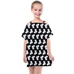 Black And White Cute Baby Socks Illustration Pattern Kids  One Piece Chiffon Dress
