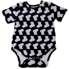 Black And White Cute Baby Socks Illustration Pattern Baby Short Sleeve Bodysuit by GardenOfOphir
