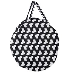 Black And White Cute Baby Socks Illustration Pattern Giant Round Zipper Tote by GardenOfOphir