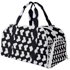 Black And White Cute Baby Socks Illustration Pattern Burner Gym Duffel Bag by GardenOfOphir