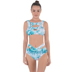 Tropical Blue Ocean Wave Bandaged Up Bikini Set  by Jack14