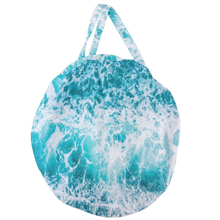 Tropical Blue Ocean Wave Giant Round Zipper Tote