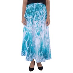 Tropical Blue Ocean Wave Flared Maxi Skirt by Jack14