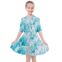 Tropical Blue Ocean Wave Kids  All Frills Chiffon Dress by Jack14