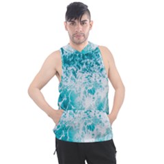 Tropical Blue Ocean Wave Men s Sleeveless Hoodie