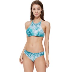 Tropical Blue Ocean Wave Banded Triangle Bikini Set by Jack14