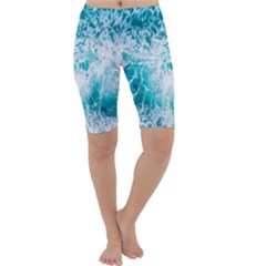 Tropical Blue Ocean Wave Cropped Leggings  by Jack14