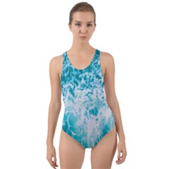 Tropical Blue Ocean Wave Cut-out Back One Piece Swimsuit by Jack14
