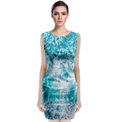 Tropical Blue Ocean Wave Sleeveless Velvet Midi Dress by Jack14