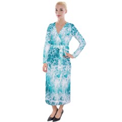Tropical Blue Ocean Wave Velvet Maxi Wrap Dress by Jack14