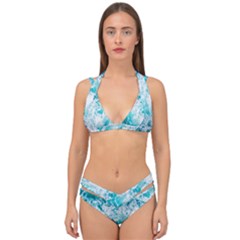 Tropical Blue Ocean Wave Double Strap Halter Bikini Set by Jack14