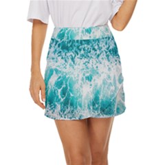 Tropical Blue Ocean Wave Mini Front Wrap Skirt