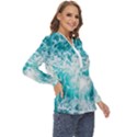 Tropical Blue Ocean Wave Zip Up Long Sleeve Blouse View3