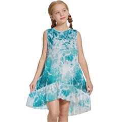 Tropical Blue Ocean Wave Kids  Frill Swing Dress by Jack14