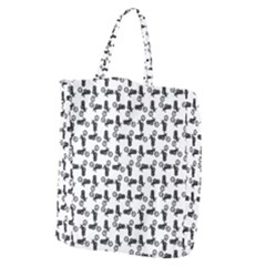 Chooper Motorcycle Drawing Motif Pattern Giant Grocery Tote by dflcprintsclothing