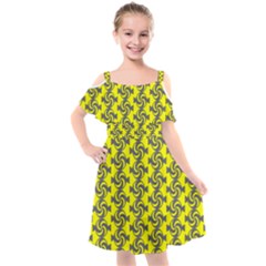 Candy Illustration Pattern Kids  Cut Out Shoulders Chiffon Dress by GardenOfOphir