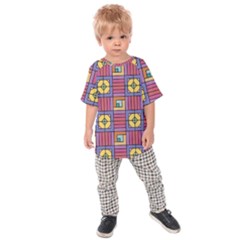 Pattern Geometric Colorful Lines Shapes Kids  Raglan Tee