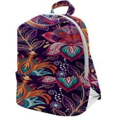 Ornamental Patterns Abstract Flower Pattern Purple Zip Up Backpack by Jancukart