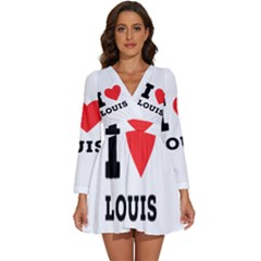 I Love Louis Long Sleeve V-neck Chiffon Dress  by ilovewhateva