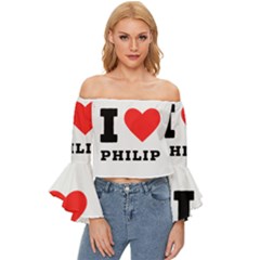I Love Philip Off Shoulder Flutter Bell Sleeve Top by ilovewhateva