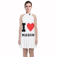 I Love Mason Velvet Halter Neckline Dress  by ilovewhateva