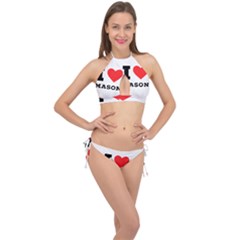 I Love Mason Cross Front Halter Bikini Set by ilovewhateva