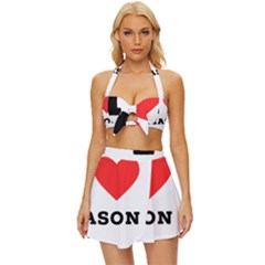 I Love Mason Vintage Style Bikini Top And Skirt Set  by ilovewhateva