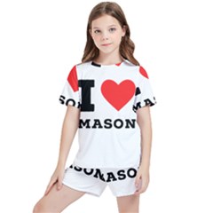 I Love Mason Kids  Tee And Sports Shorts Set by ilovewhateva