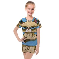 Grumpy Cat Kids  Mesh Tee And Shorts Set