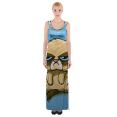 Grumpy Cat Thigh Split Maxi Dress