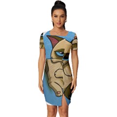 Grumpy Cat Fitted Knot Split End Bodycon Dress by Jancukart