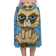 Grumpy Cat Velvet Flared Midi Skirt by Jancukart