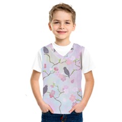 Birds Blossom Seamless Pattern Kids  Basketball Tank Top