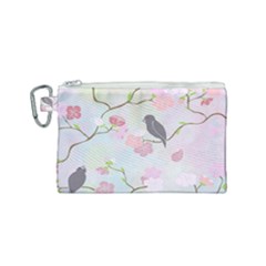 Birds Blossom Seamless Pattern Canvas Cosmetic Bag (small) by Jancukart