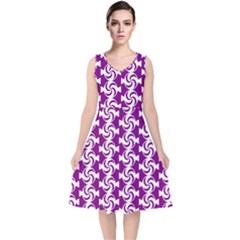 Candy Illustration Pattern V-neck Midi Sleeveless Dress  by GardenOfOphir