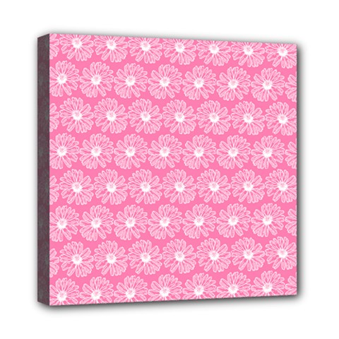 Pink Gerbera Daisy Vector Tile Pattern Mini Canvas 8  X 8  (stretched) by GardenOfOphir