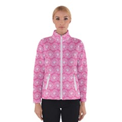 Pink Gerbera Daisy Vector Tile Pattern Women s Bomber Jacket by GardenOfOphir