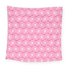 Pink Gerbera Daisy Vector Tile Pattern Square Tapestry (large) by GardenOfOphir