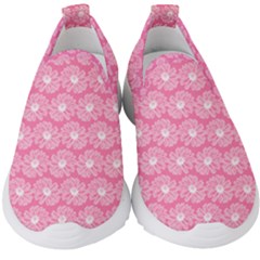 Pink Gerbera Daisy Vector Tile Pattern Kids  Slip On Sneakers by GardenOfOphir