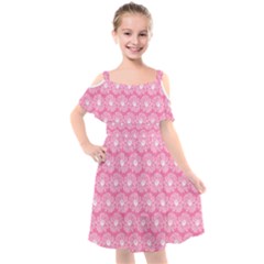 Pink Gerbera Daisy Vector Tile Pattern Kids  Cut Out Shoulders Chiffon Dress by GardenOfOphir