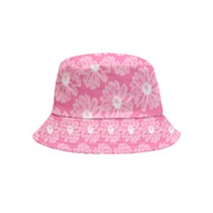 Pink Gerbera Daisy Vector Tile Pattern Bucket Hat (kids) by GardenOfOphir