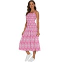 Pink Gerbera Daisy Vector Tile Pattern Sleeveless Shoulder Straps Boho Dress View2