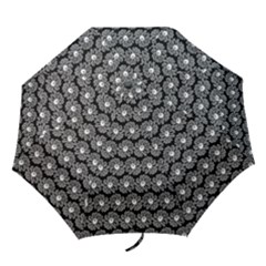 Black And White Gerbera Daisy Vector Tile Pattern Folding Umbrellas by GardenOfOphir