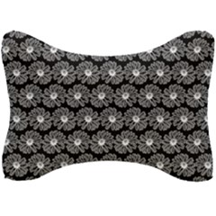 Black And White Gerbera Daisy Vector Tile Pattern Seat Head Rest Cushion by GardenOfOphir